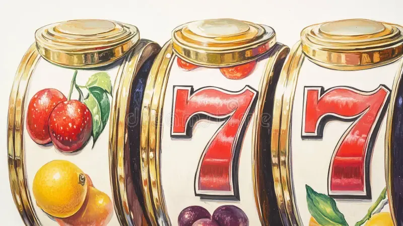 Classic 3-reel fruit slot machine with cherry and lucky 7s
